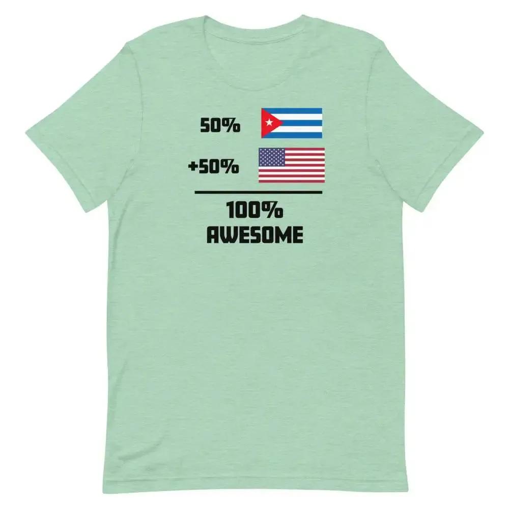100% Awesome – 50% American 50% Cuban T-Shirt | Dual Heritage Cuban-American Pride Tee