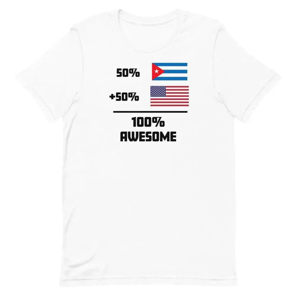 100% Awesome – 50% American 50% Cuban T-Shirt | Dual Heritage Cuban-American Pride Tee