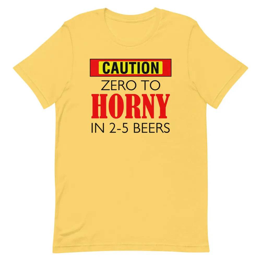 Caution: Zero to Chaos in 2–5 Beers T-Shirt – Funny Drinking Tee for Men & Women