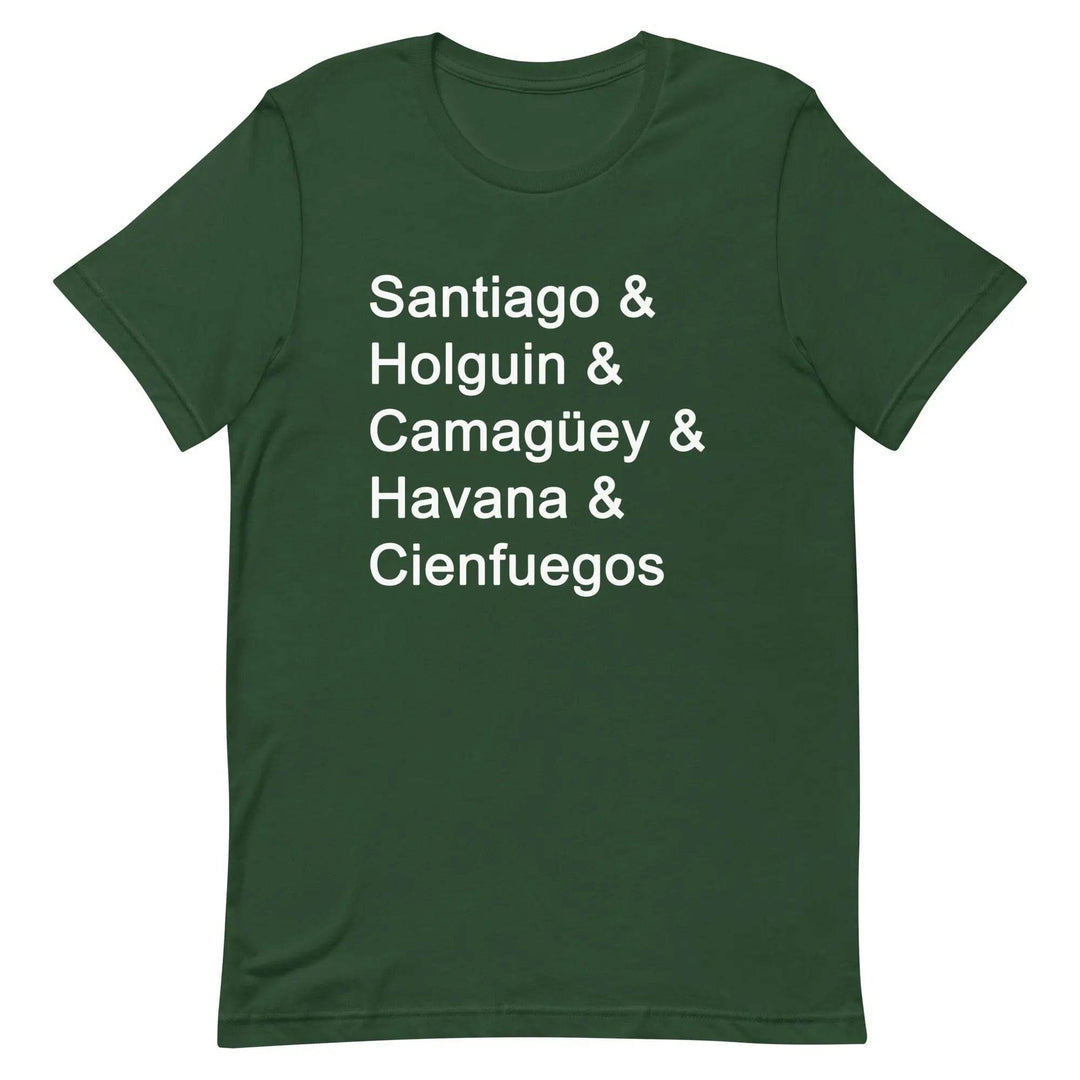 Cuban Cities T-Shirt – Santiago, Holguín, Camagüey, Havana, Cienfuegos Tee for Cuban Pride