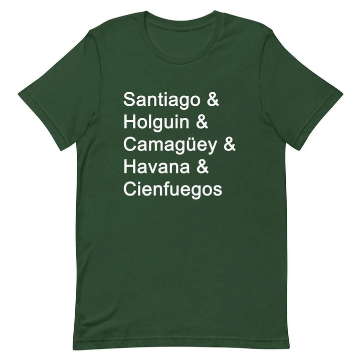 Cuban Cities T-Shirt – Santiago, Holguín, Camagüey, Havana, Cienfuegos Tee for Cuban Pride