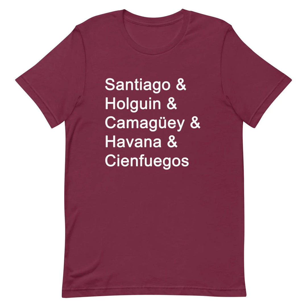 Cuban Cities T-Shirt – Santiago, Holguín, Camagüey, Havana, Cienfuegos Tee for Cuban Pride