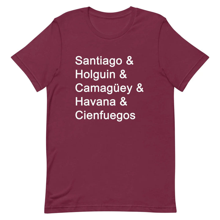 Cuban Cities T-Shirt – Santiago, Holguín, Camagüey, Havana, Cienfuegos Tee for Cuban Pride