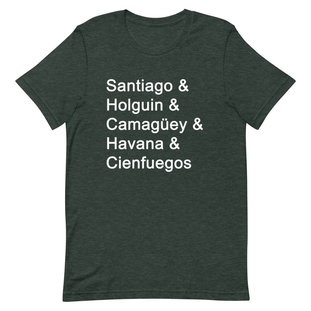 Cuban Cities T-Shirt – Santiago, Holguín, Camagüey, Havana, Cienfuegos Tee for Cuban Pride