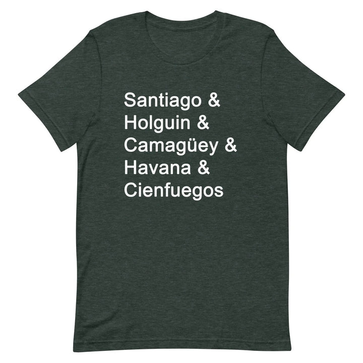 Cuban Cities T-Shirt – Santiago, Holguín, Camagüey, Havana, Cienfuegos Tee for Cuban Pride