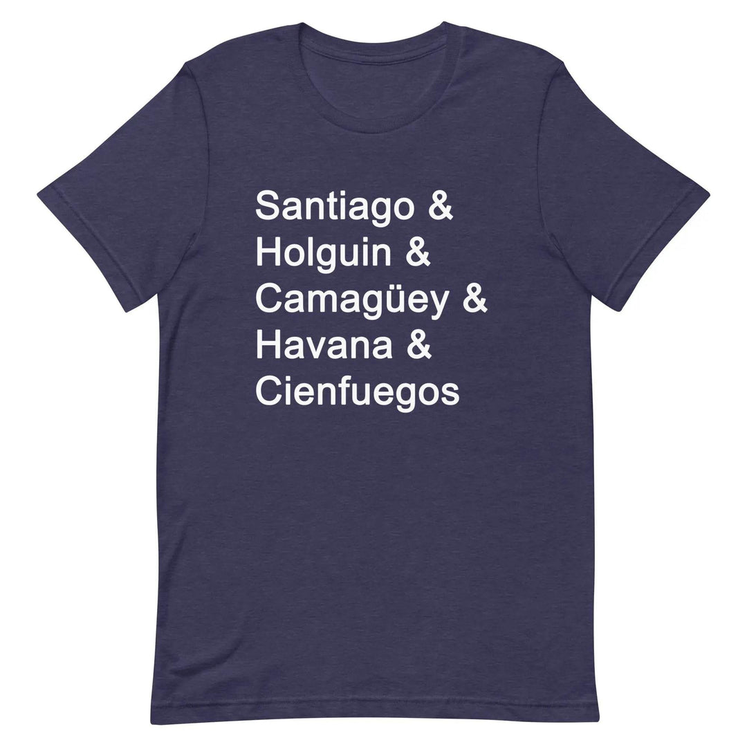 Cuban Cities T-Shirt – Santiago, Holguín, Camagüey, Havana, Cienfuegos Tee for Cuban Pride