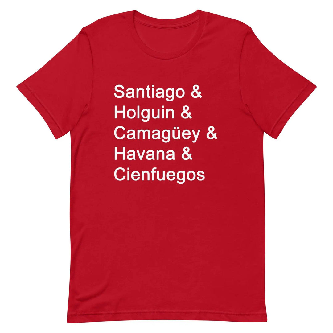 Cuban Cities T-Shirt – Santiago, Holguín, Camagüey, Havana, Cienfuegos Tee for Cuban Pride