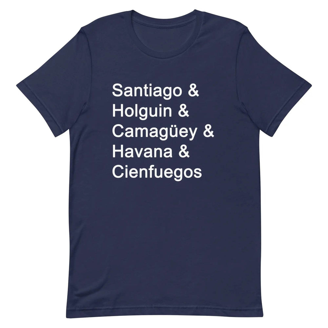 Cuban Cities T-Shirt – Santiago, Holguín, Camagüey, Havana, Cienfuegos Tee for Cuban Pride