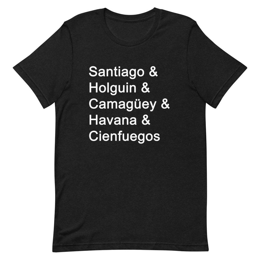 Cuban Cities T-Shirt – Santiago, Holguín, Camagüey, Havana, Cienfuegos Tee for Cuban Pride