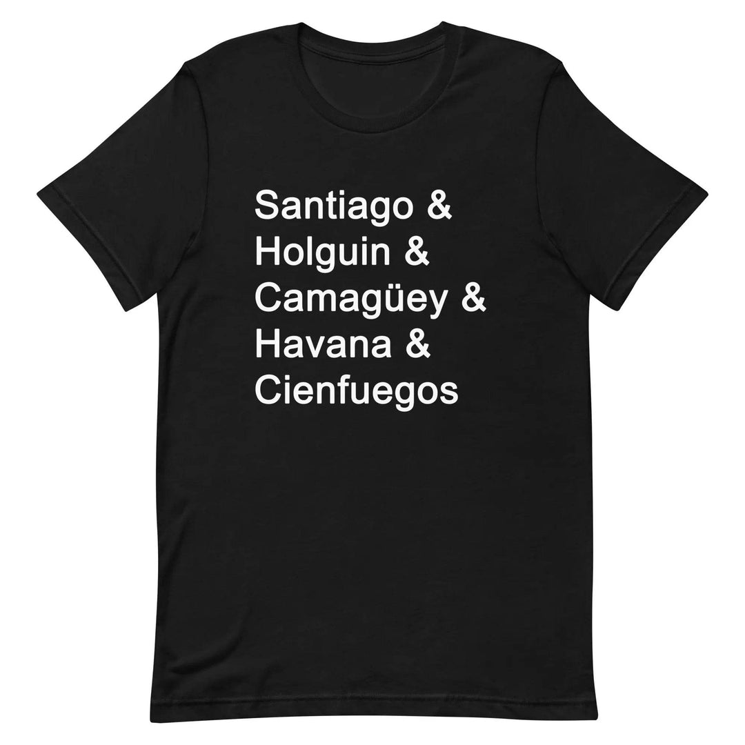 Cuban Cities T-Shirt – Santiago, Holguín, Camagüey, Havana, Cienfuegos Tee for Cuban Pride