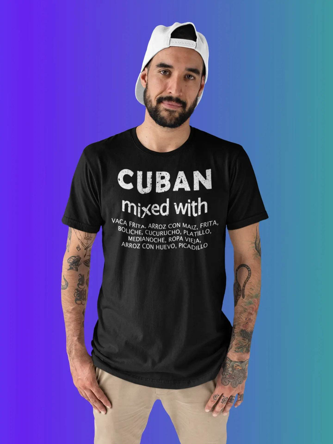 Cuban Mixed with Food T-Shirt – Funny Cuban Heritage & Latin Culture Tee for Men & Women