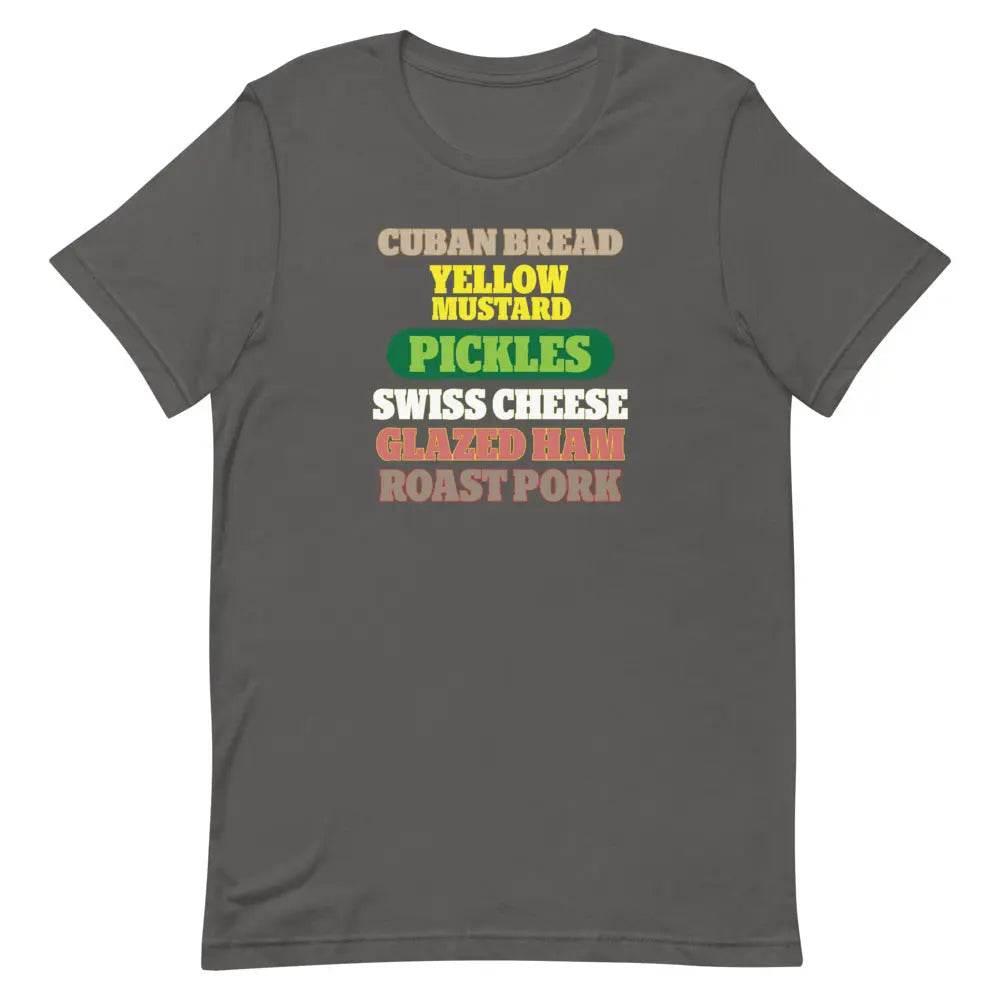 Cuban Sandwich Ingredients T-Shirt – Funny Cuban Foodie Graphic Tee for Miami Locals &amp; Latin Flavor Lovers
