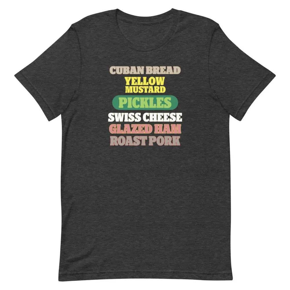 Cuban Sandwich Ingredients T-Shirt – Funny Cuban Foodie Graphic Tee for Miami Locals &amp; Latin Flavor Lovers