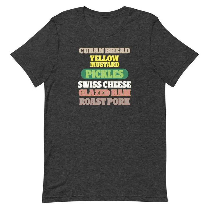 Cuban Sandwich Ingredients T-Shirt – Funny Cuban Foodie Graphic Tee for Miami Locals &amp; Latin Flavor Lovers