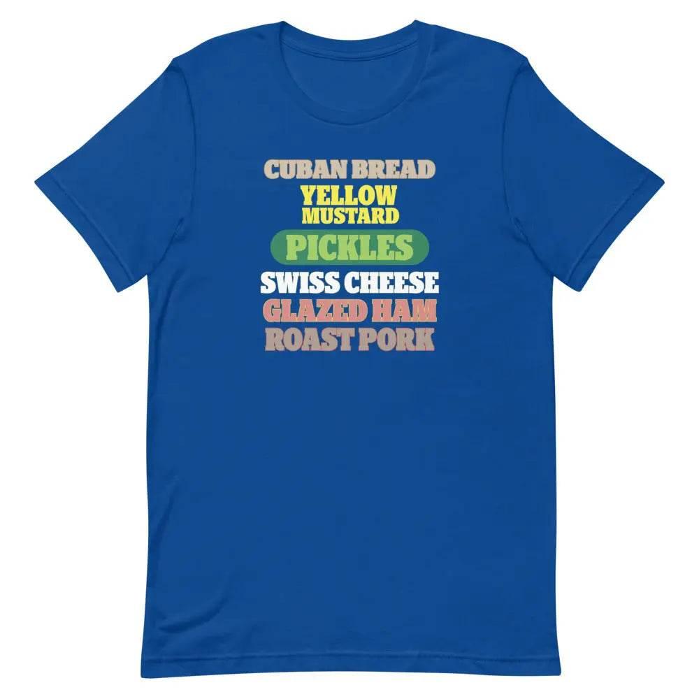 Cuban Sandwich Ingredients T-Shirt – Funny Cuban Foodie Graphic Tee for Miami Locals &amp; Latin Flavor Lovers