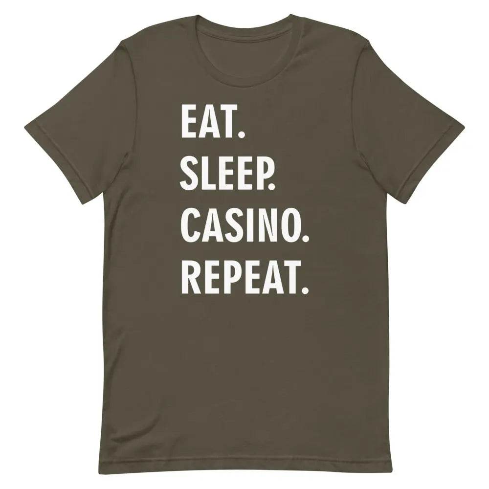 Eat Sleep Casino Repeat T-Shirt – Funny Gambling Lifestyle Tee for Men &amp; Women