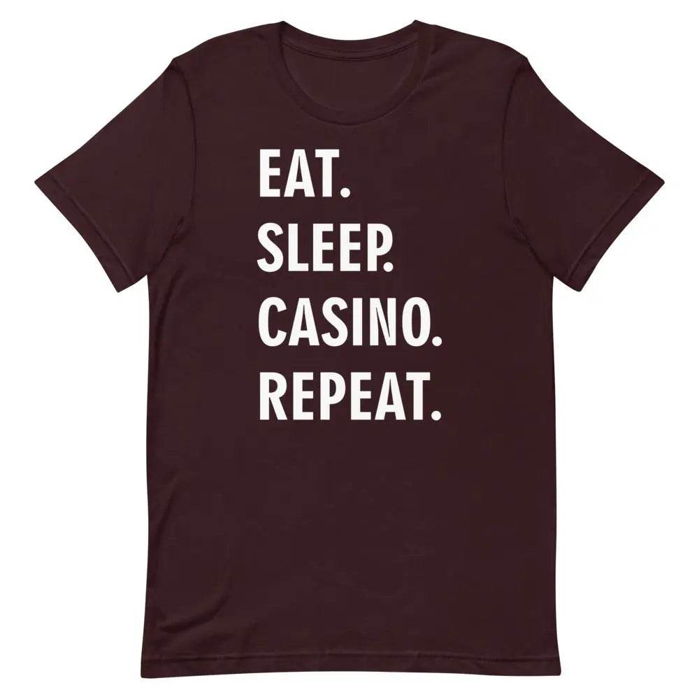 Eat Sleep Casino Repeat T-Shirt – Funny Gambling Lifestyle Tee for Men &amp; Women