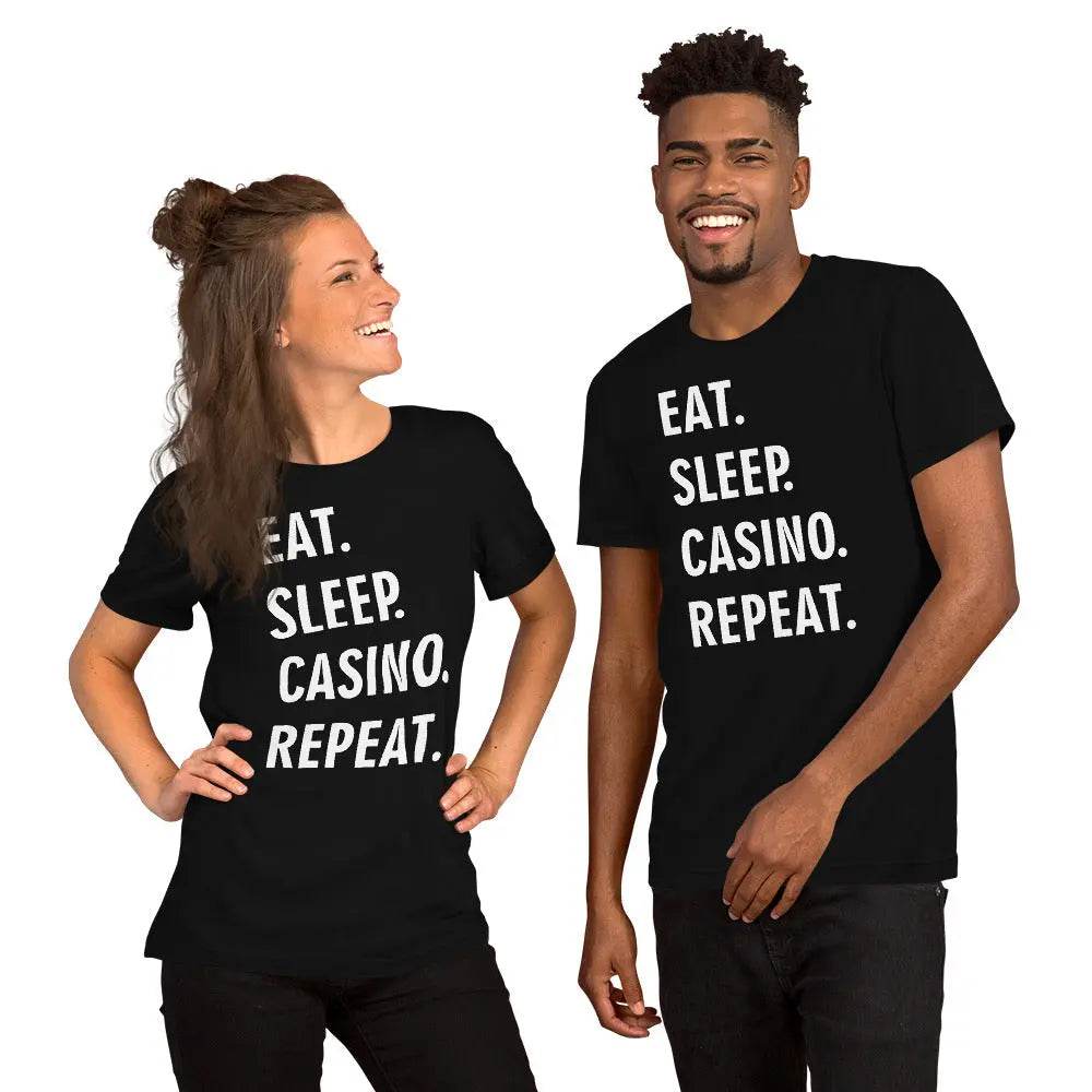 Eat Sleep Casino Repeat T-Shirt – Funny Gambling Lifestyle Tee for Men &amp; Women