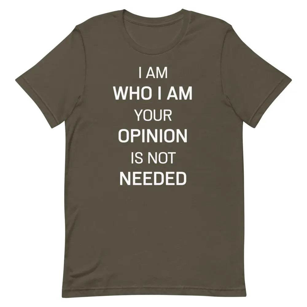 I Am Who I Am – Your Opinion Is Not Needed T-Shirt – Motivational Confidence Tee for Men &amp; Women