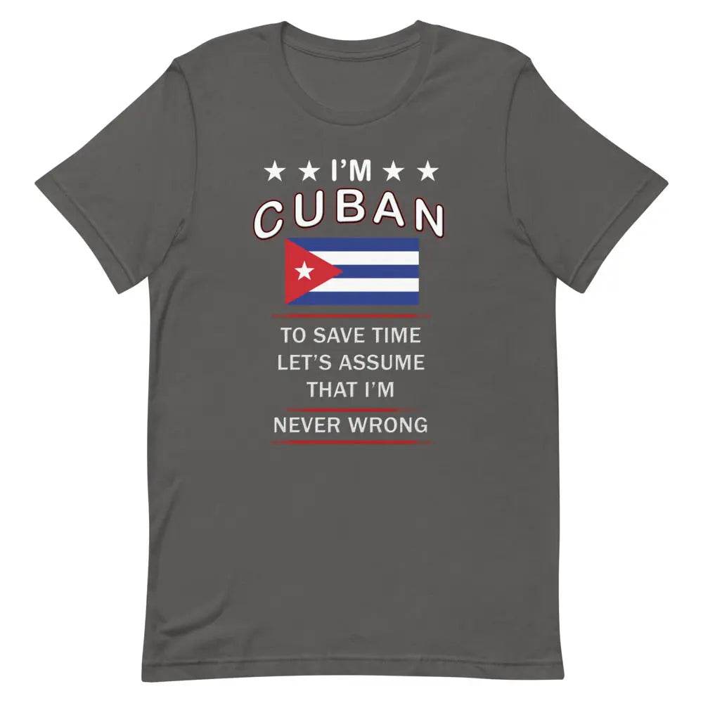 I’m Cuban So I’m Never Wrong T-Shirt – Funny Cuban Pride Tee for Sassy Latin Vibes