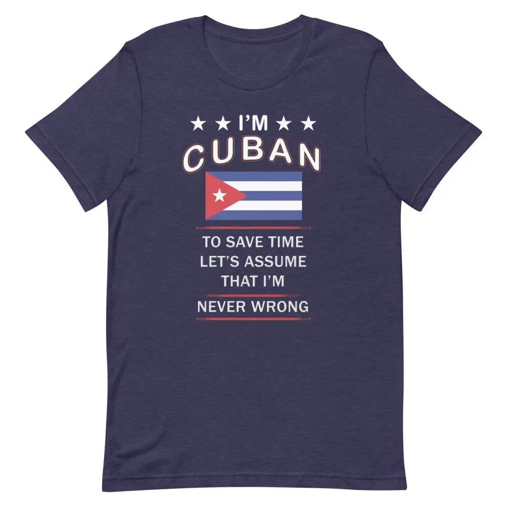 I’m Cuban So I’m Never Wrong T-Shirt – Funny Cuban Pride Tee for Sassy Latin Vibes