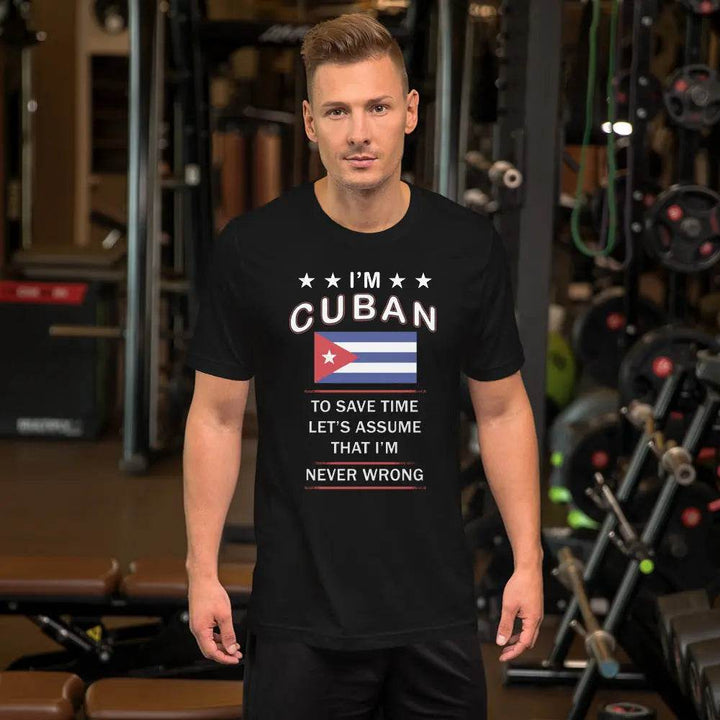I’m Cuban So I’m Never Wrong T-Shirt – Funny Cuban Pride Tee for Sassy Latin Vibes