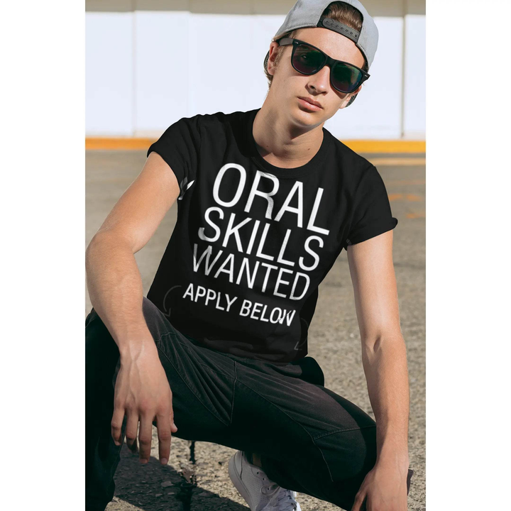 Kissing Skills Wanted… Apply Below T-Shirt – Funny Flirty Graphic Tee for Men &amp; Women