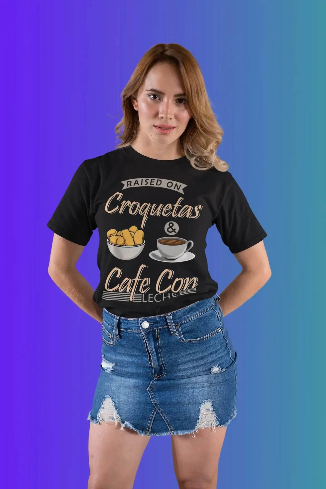 Raised on Croquetas &amp; Café Con Leche T-Shirt – Funny Cuban Foodie Tee for 305 Locals