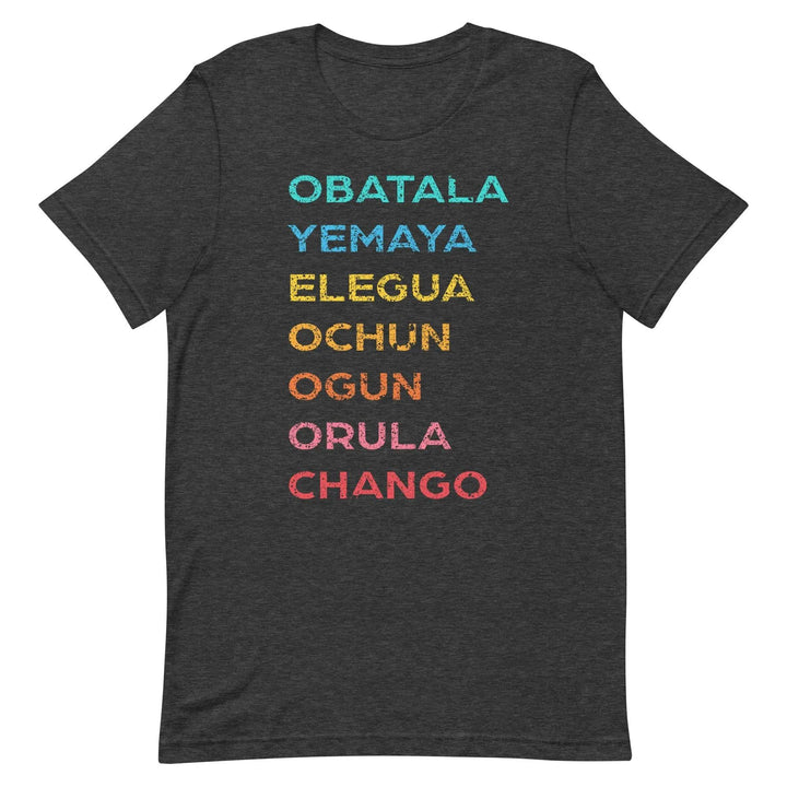 The 7 African Powers Orisha T-Shirt – Santería Spiritual Unisex Tee with Obatalá, Yemayá, Eleguá, Ochún, Orula &amp; Changó