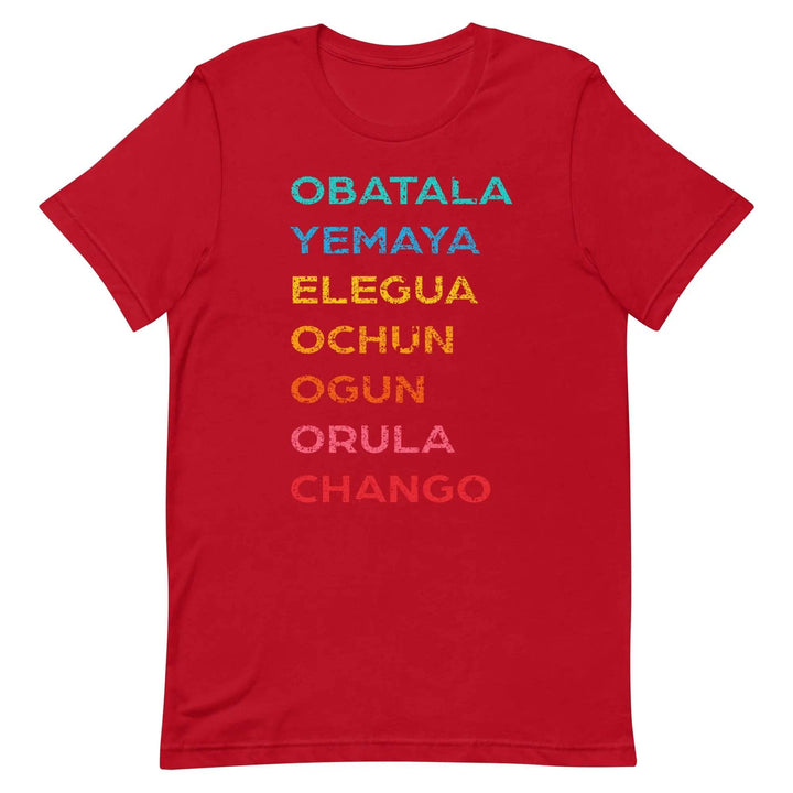 The 7 African Powers Orisha T-Shirt – Santería Spiritual Unisex Tee with Obatalá, Yemayá, Eleguá, Ochún, Orula &amp; Changó