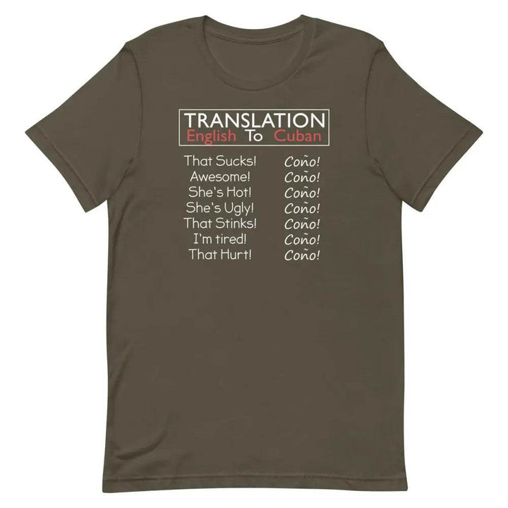Translation English to Cuban T-Shirt – Funny “Coño!” Cuban Slang Tee for Latinos &amp; 305 Fans