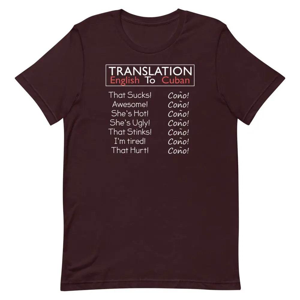 Translation English to Cuban T-Shirt – Funny “Coño!” Cuban Slang Tee for Latinos &amp; 305 Fans