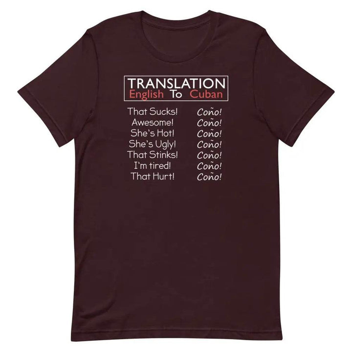 Translation English to Cuban T-Shirt – Funny “Coño!” Cuban Slang Tee for Latinos &amp; 305 Fans