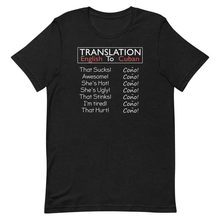 Translation English to Cuban T-Shirt – Funny “Coño!” Cuban Slang Tee for Latinos &amp; 305 Fans