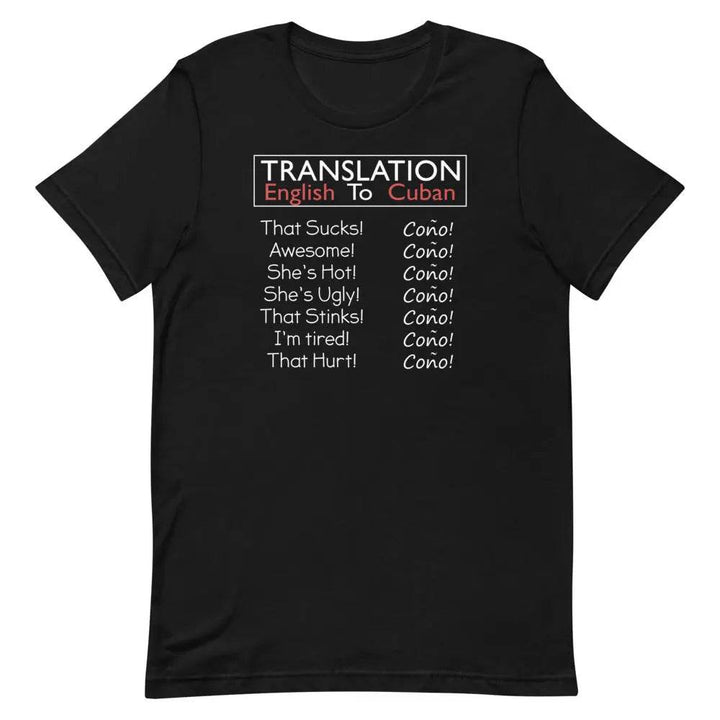 Translation English to Cuban T-Shirt – Funny “Coño!” Cuban Slang Tee for Latinos &amp; 305 Fans